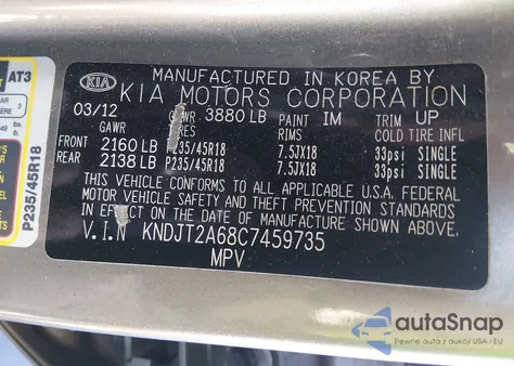 2012 Kia Soul ! из США, поврежденный, VIN KNDJT2A68C7459735